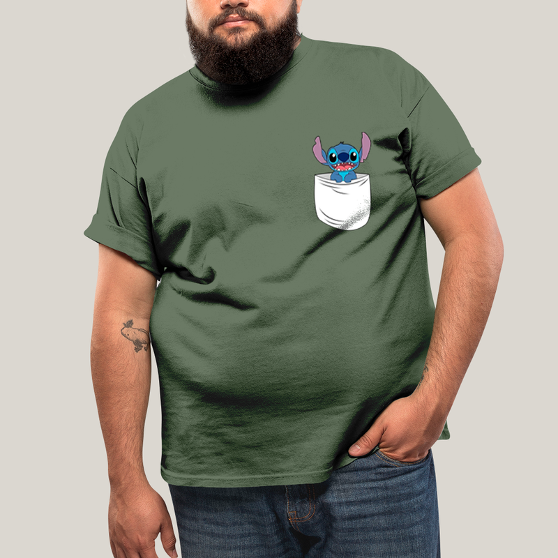 Camiseta Plus Size Algodão Unissex T shirt Lilo & Stitch Orelha Caida FC
