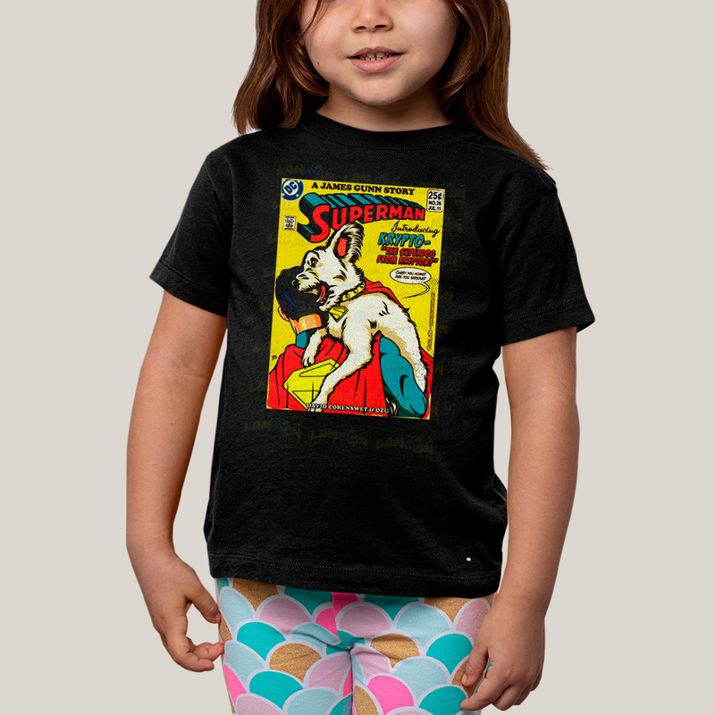 Camiseta Infantil Algodão Unissex T shirt Superman & Krypto Supercão HQ