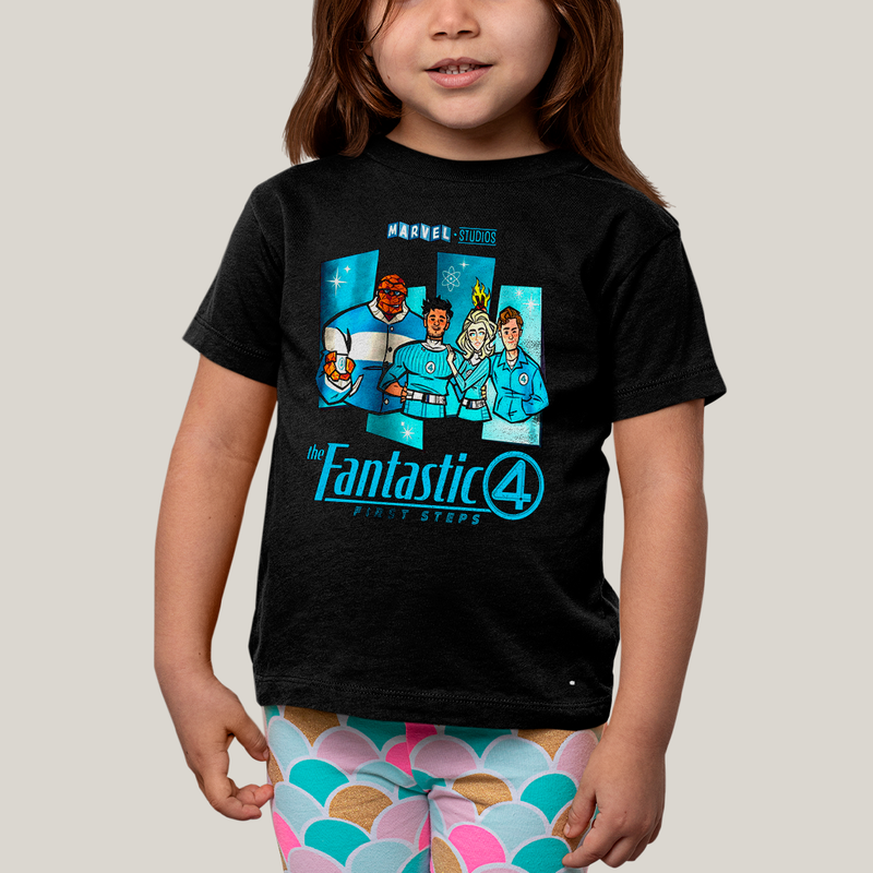 Camiseta Infantil Algodão Unissex T shirt Quarteto Fantástico Primeiros Passos Cartunesco