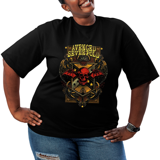 Camiseta Plus Size Avenged Seven Fold Caveira Angel