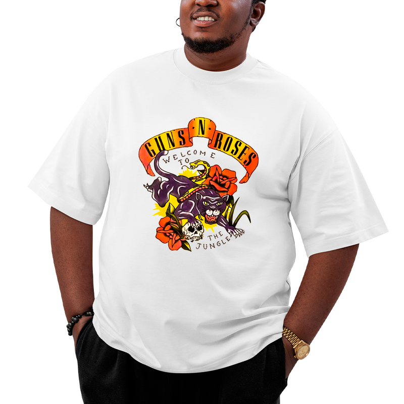 Camiseta Plus Size Roses Banda Welcome To The Jungle