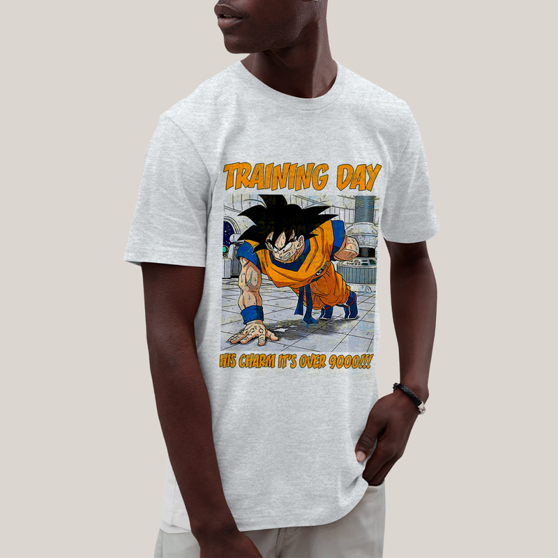 Camiseta Algodão Unissex T shirt - Goku Training Day his charm its over dragon ball