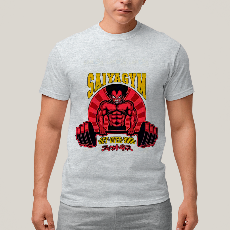 Camiseta Algodão Unissex T shirt - Vegeta Saiyagym Get Over 9000 dragon ball academia