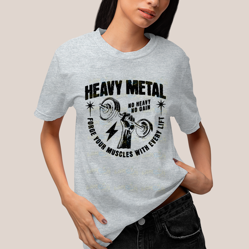 Camiseta Algodão Unissex T shirt Academia Heavy Metal No Heavy No Gain