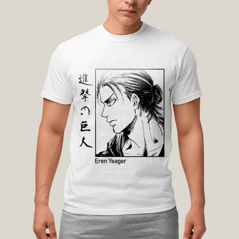 Camiseta Algodão Unissex T shirt Attack on Titan Eren