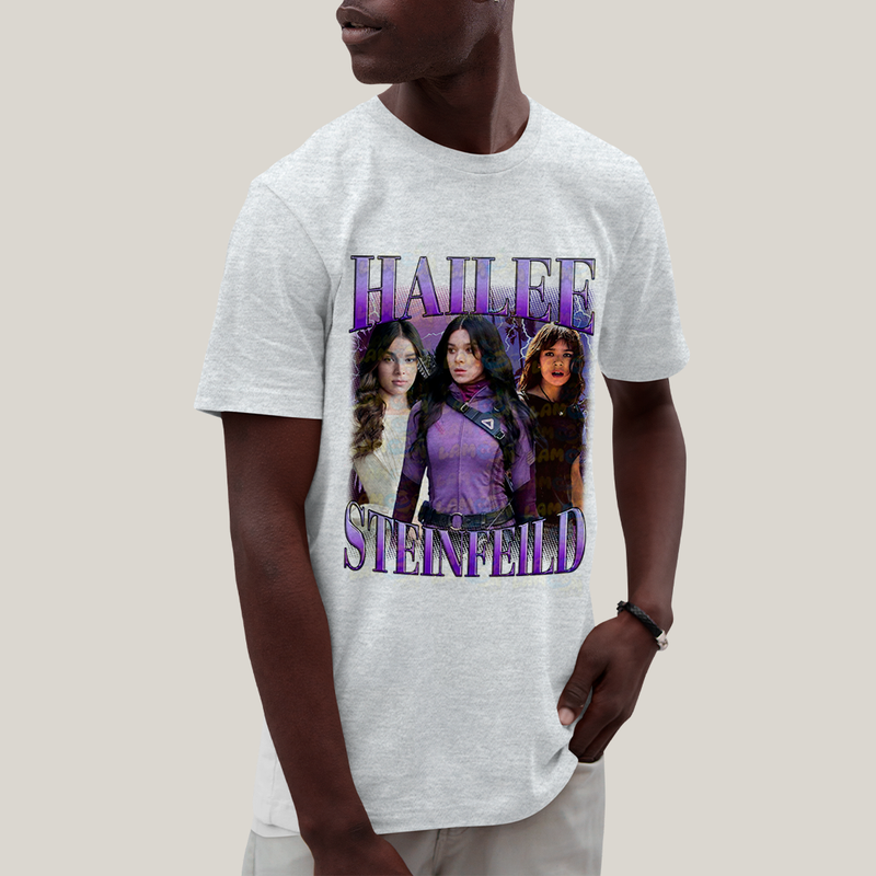 Camiseta Algodão Unissex T shirt - Hailee Steinfield Atriz Roxo Gavião Arqueiro