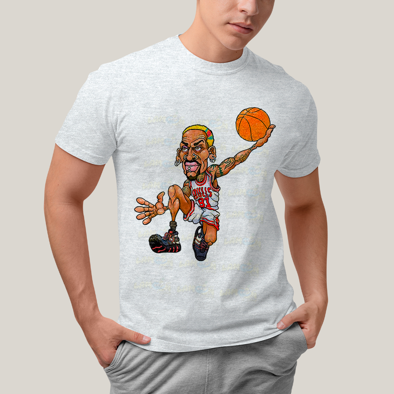 Camiseta Algodão Unissex T shirt Dennis Rodman Jogador De Basquete caricatura