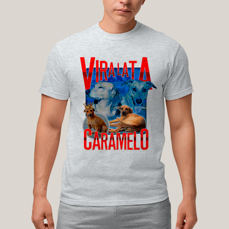 Camiseta Algodão Unissex T shirt Graphic Tee Vira Lata Caramelo Cachorro Rei