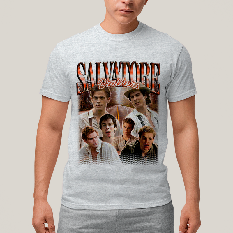 Camiseta Algodão Unissex T shirt -Irmãos Salvatore The Vampire Diaries Diários do Vampiro damon stefan