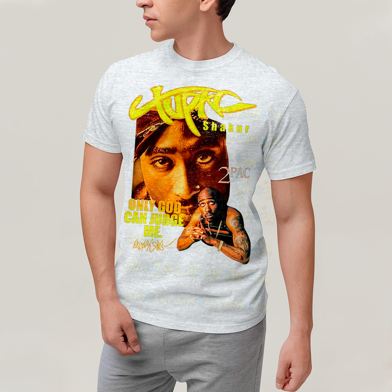 Camiseta Algodão Unissex T shirt Graphic Tee Tupac 2pac Shakur Amarelo