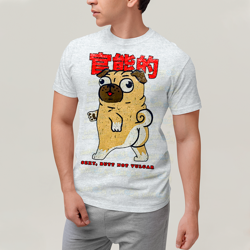 Camiseta Algodão Unissex T shirt - Cachorro Meme pug sexy, butt not vulgar