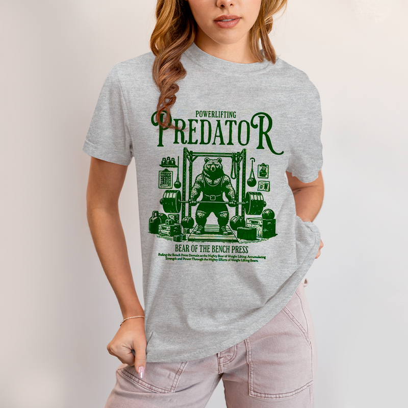 Camiseta Algodão Unissex T shirt Powerlifting Predator Urso Maromba Academia