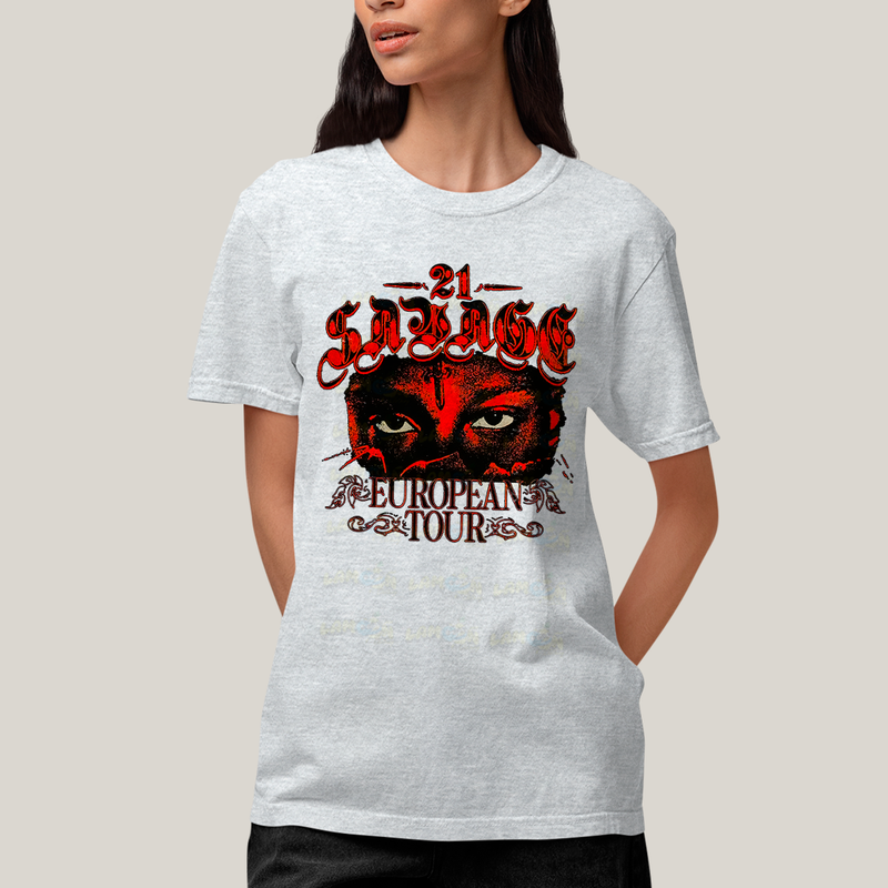 Camiseta Algodão Unissex T shirt GraphicTee Savage European Tour