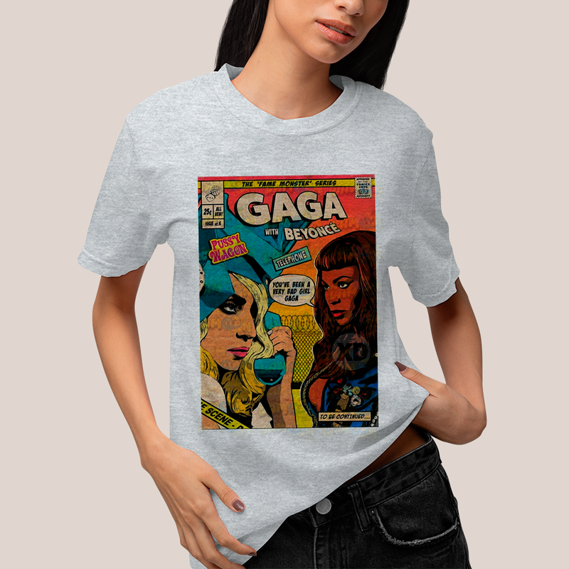 Camiseta Algodão Unissex Tshirt  Lady Gaga Telephone HQ com Beyoncé