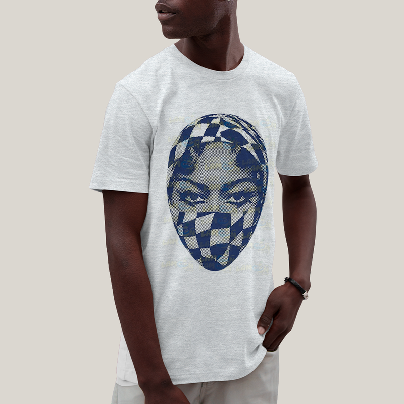 Camiseta Algodão Unissex T shirt -  Byonce Cowboy Rosto azul