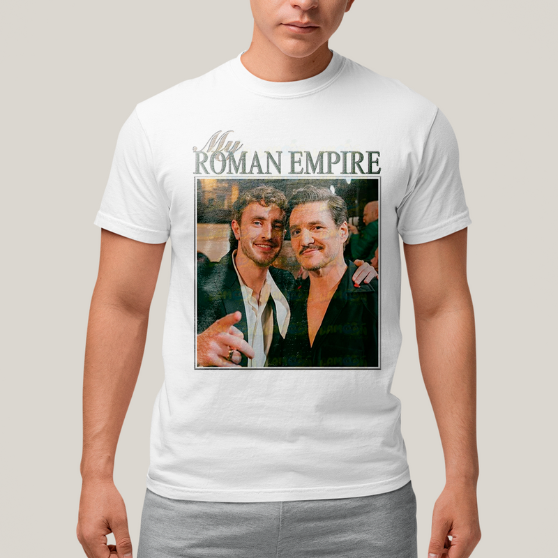 Camiseta Algodão Unissex T shirt Vintage Paul Mescal & Pedro Pascal My Roman Empire Quarteto fantástico