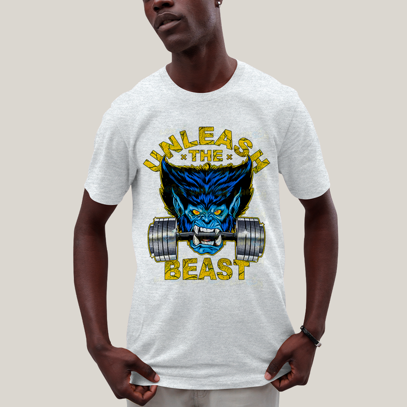 Camiseta Algodão Unissex T shirt -  X Men Unleash The Beast a fera academia
