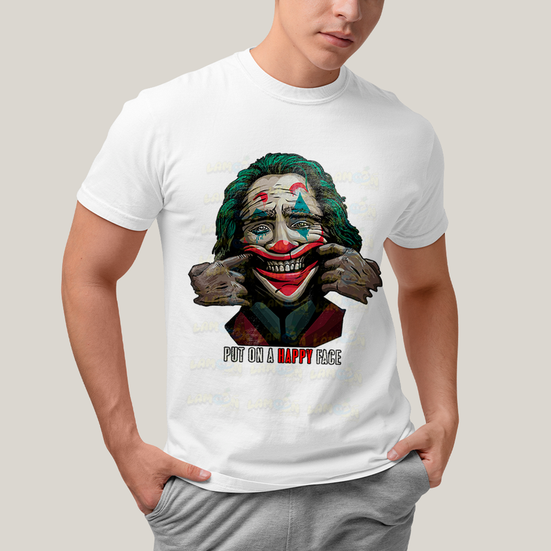 Camiseta Algodão Unissex T shirt Put On a Happy Face coringa joker