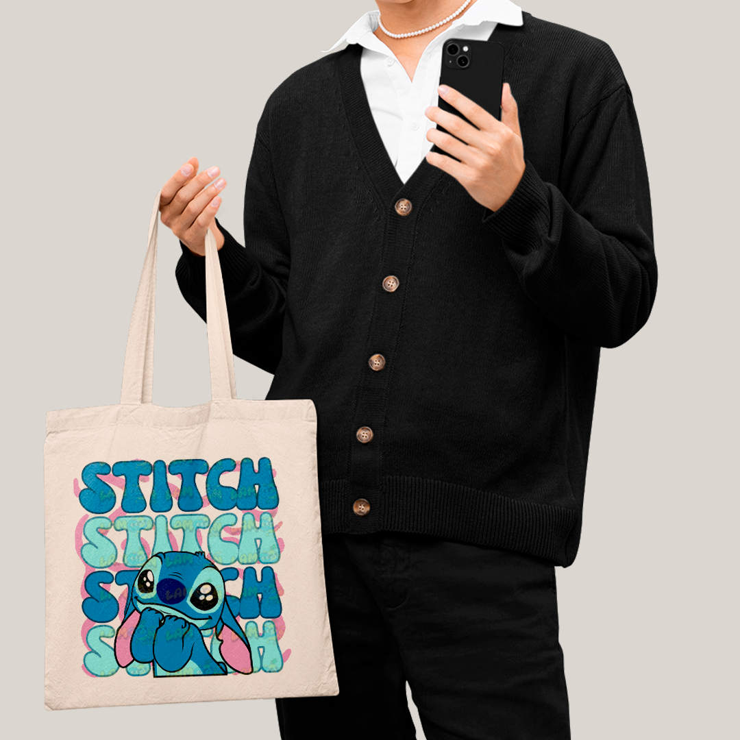 Sacola Ecobag Bolsa 38X40 Algodão- Lilo & Stitch Orelha Caida