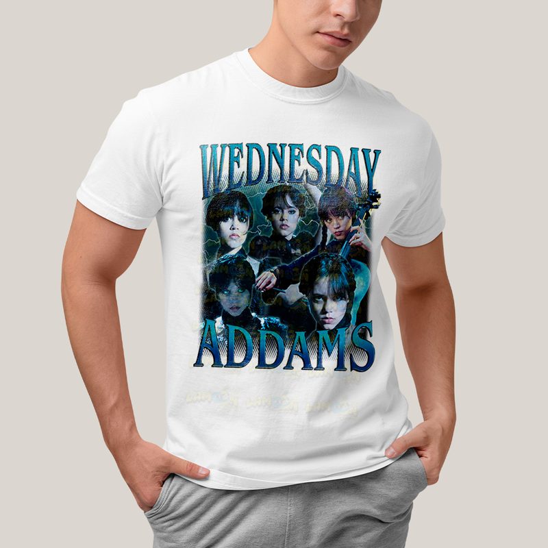 Camiseta Algodão Unissex T shirt Graphic Tee Wednesday Addams Wandinha Gótica