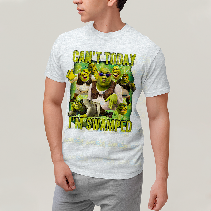 Camiseta Algodão Unissex T shirt Graphic Tee Sherek Meme cant today im swamped