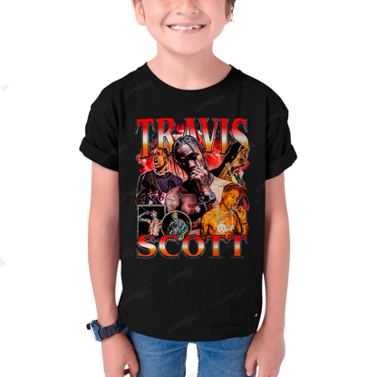 Camiseta Infantil Algodão Travis Scott Red