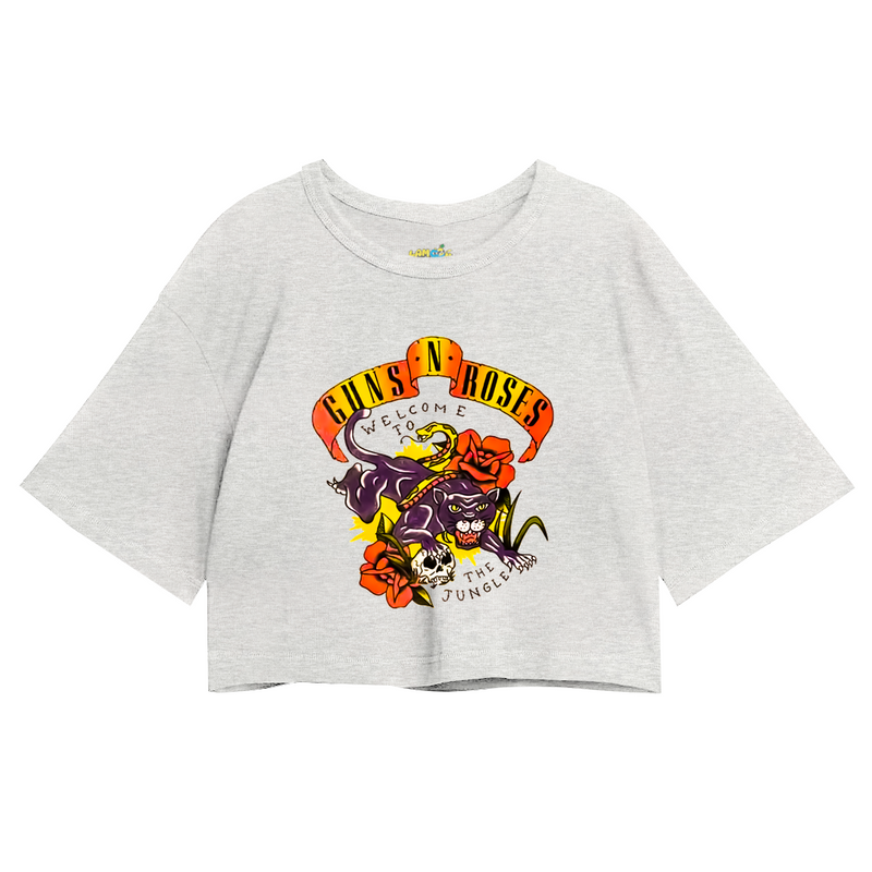 Cropped Oversized Roses Banda Welcome To The Jungle