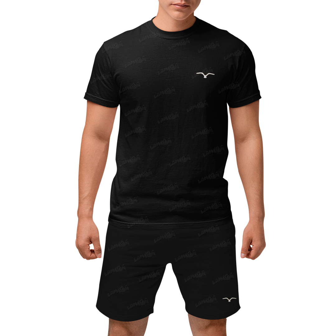 Kit Camiseta e Bermuda Tactel Passaro Minimalista PQ