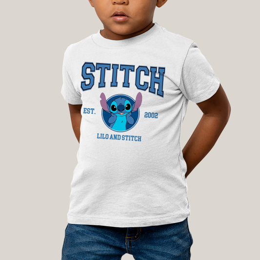 Camiseta Infantil Algodão Unissex T shirt Lilo & Stitch Est.2002