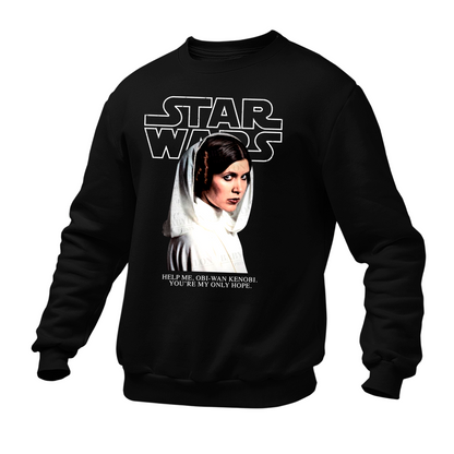 Moletom Gola Redonda Princesa Leia Star Help Me