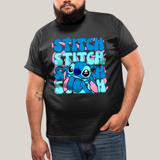 Camiseta Plus Size Algodão Unissex T shirt Lilo & Stitch Orelha Caida