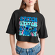 Cropped Oversized Algodão Unissex T shirt Lilo & Stitch Orelha Caida