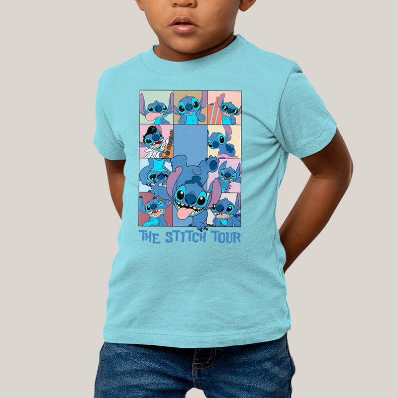 Camiseta Infantil Algodão Unissex T shirt Lilo & Stitch The Stitch Tour
