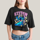 Cropped Oversized Algodão Unissex T shirt Lilo & Stitch Piscando