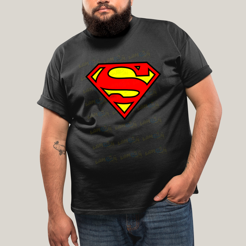 Camiseta Plus Size Algodão Unissex T shirt Superman Logo Clássica 2
