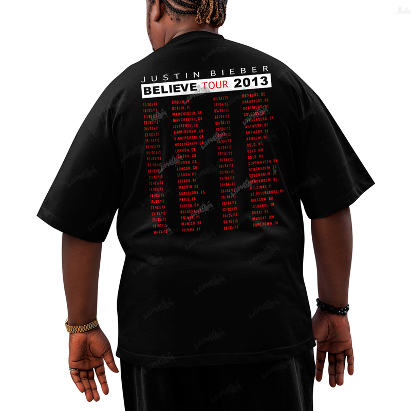 Camiseta Plus Size Algodão Justin Bieber Believe Tour 2013 FC