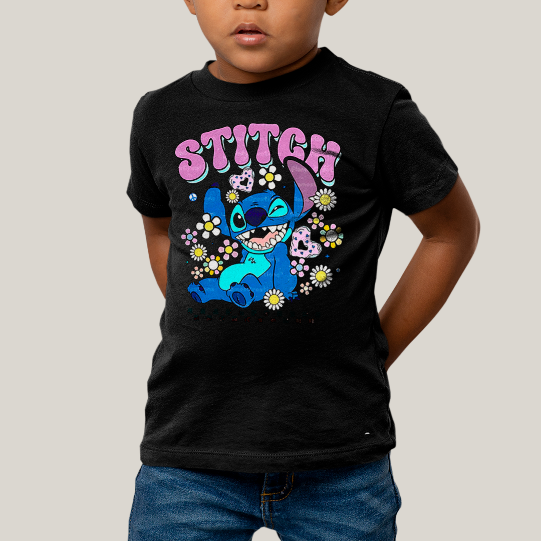 Camiseta Infantil Algodão Unissex T shirt Lilo & Stitch Piscando