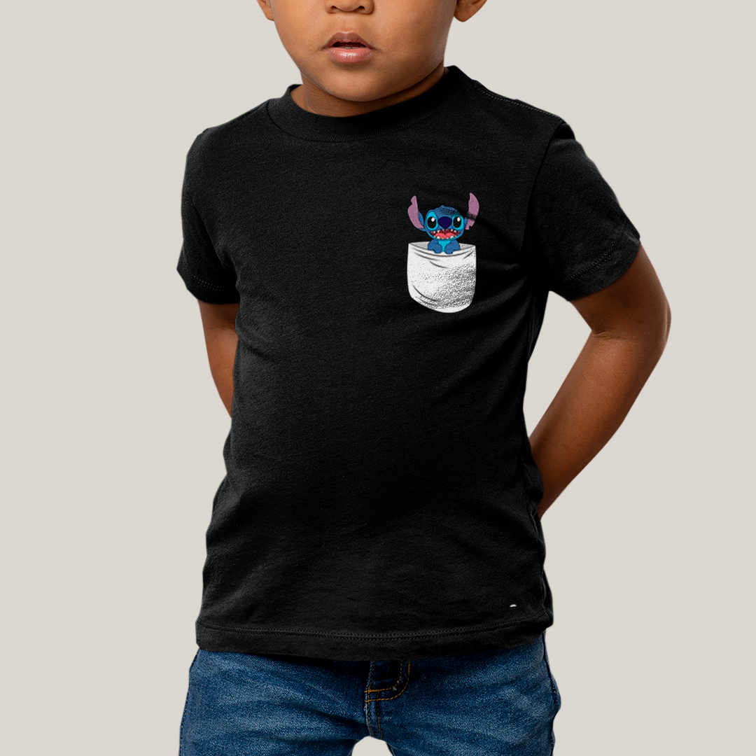 Camiseta Infantil Algodão Unissex T shirt Lilo & Stitch Orelha Caida FC