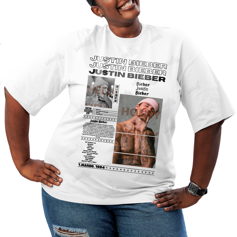 Camiseta Plus Size Algodão Justin Bieber New Ep