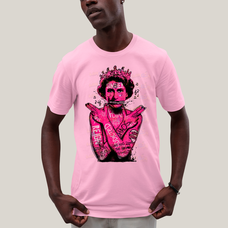 Camiseta Algodão Unissex T shirt - Sex Pistols God Save The Queen rosa pink