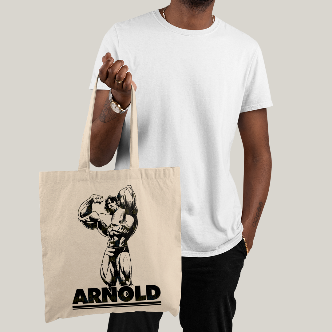Sacola Ecobag Bolsa 38X40 Algodão- Arnold Schwarzenegger academia musculo
