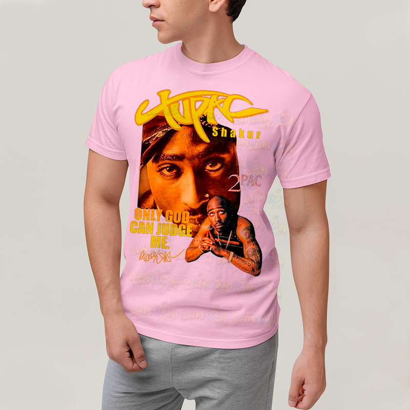 Camiseta Algodão Unissex T shirt Graphic Tee Tupac 2pac Shakur Amarelo