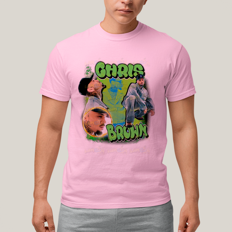 Camiseta Algodão Unissex T shirt Graphic Tee Chris Brown Verde