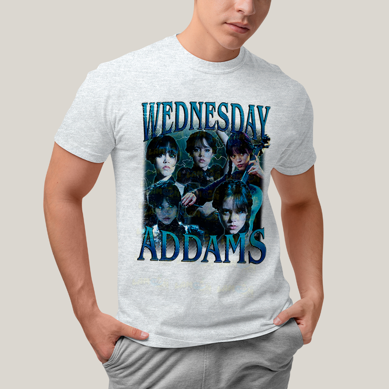 Camiseta Algodão Unissex T shirt Graphic Tee Wednesday Addams Wandinha Gótica