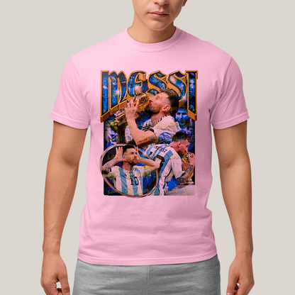 Camiseta Algodão Unissex Tshirt Messi Campeão do Mundo Argentina