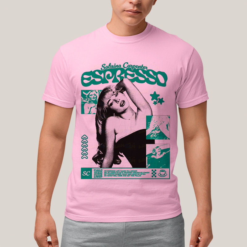 Camiseta Algodão Unissex T shirt Sabrina Carpenter Espresso