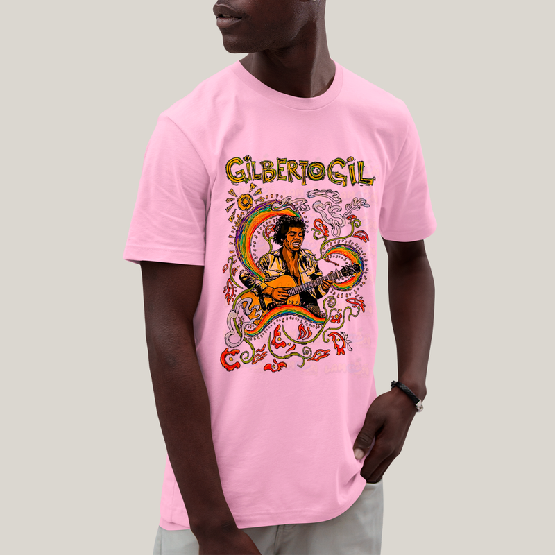 Camiseta Algodão Unissex T shirt - Gilberto GIl arco irris colorido