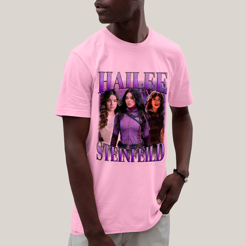 Camiseta Algodão Unissex T shirt - Hailee Steinfield Atriz Roxo Gavião Arqueiro