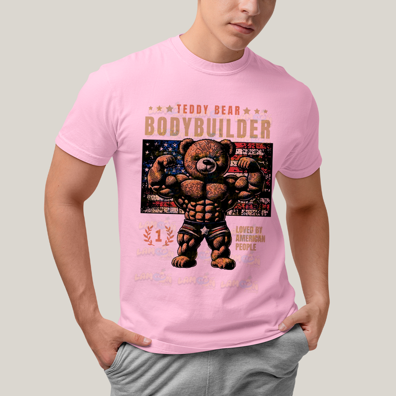 Camiseta Algodão Unissex T shirt Academia Teddy Bear Body Builder