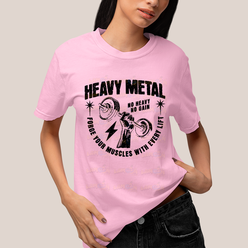 Camiseta Algodão Unissex T shirt Academia Heavy Metal No Heavy No Gain